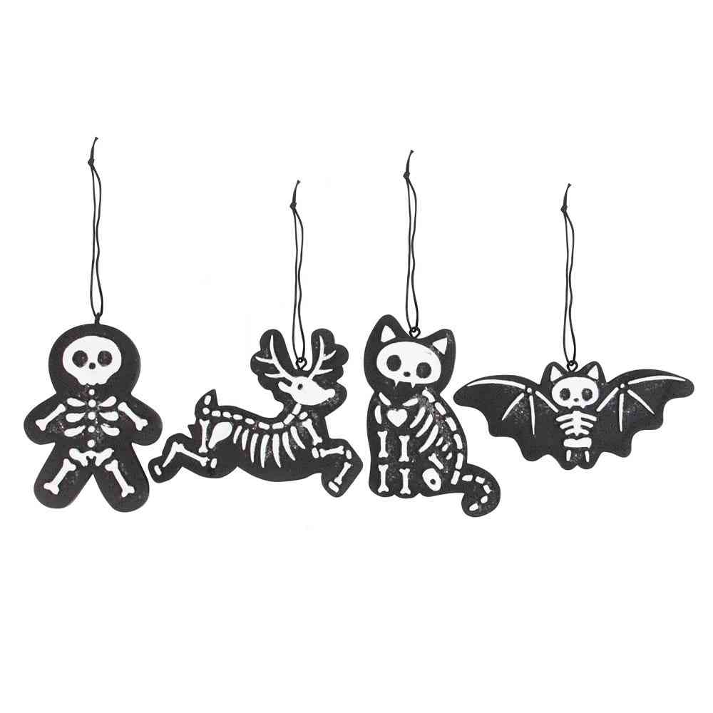 Something Different - Set of 4 Black Creepy Skeleton Cookie Ornaments Weihnachtskugeln - Mehrfarben